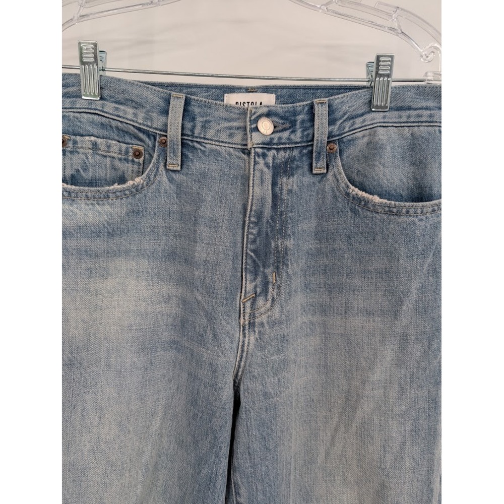 NWT Women's Pistola Stevie High‎ Rise Relax Flair Blue Jeans Distressed sz 27